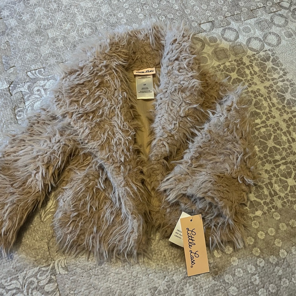 Tan Faux Fur toddler coat Sz 2T